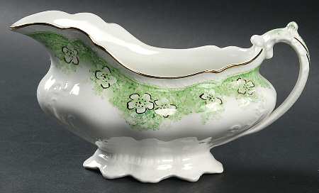 Wild Rose Green Gravy Boat