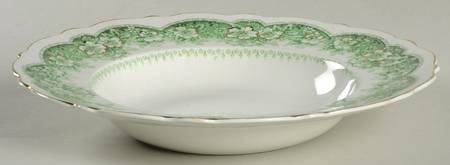 Wild Rose Green Rim Soup Bowl