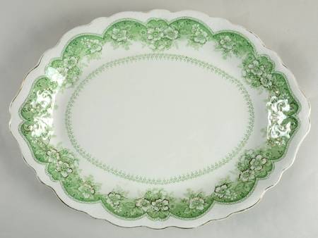 Wild Rose Green 14" Oval Serving Platter