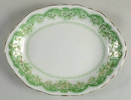 Wild Rose Green 10" Oval Serving Platter