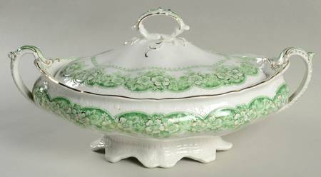 Wild Rose Green Oval Covered Vegetable