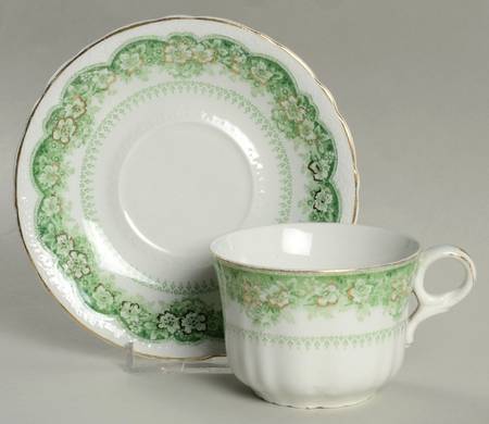 Wild Rose Green Flat Cup & Saucer Set