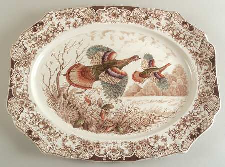 Wild Turkeys Brown (No "Native American") 20" Oval Serving Platter