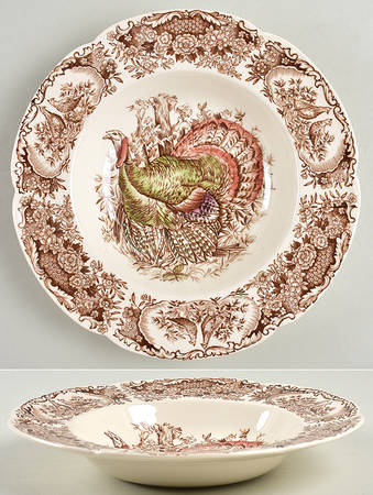 Wild Turkeys Brown (Native American) Rim Soup Bowl