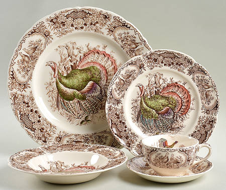 Wild Turkeys Brown (Native American) 5 Piece Place Setting