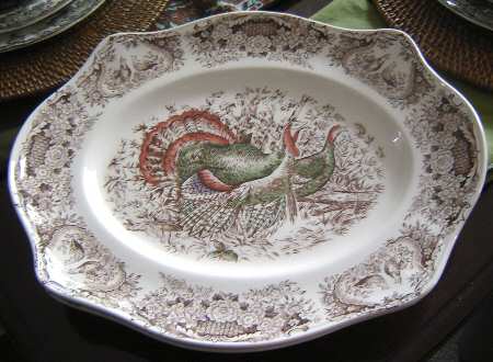 Wild Turkeys Brown (Native American) 13" Oval Serving Platter