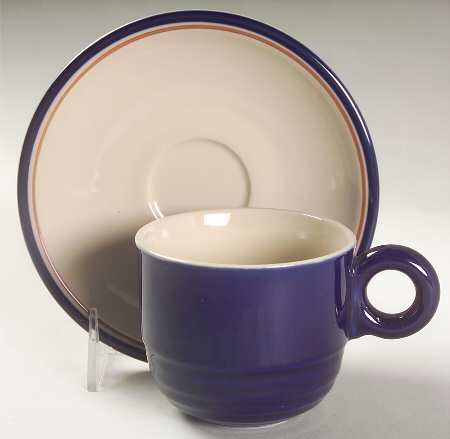 Antique Blue Flowers Flat Cup & Saucer Set