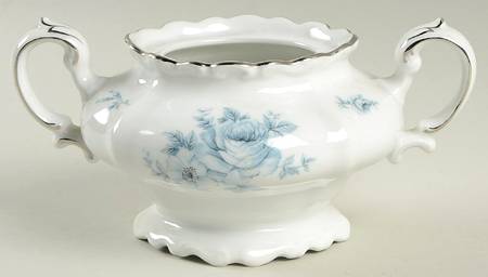 Blue Bouquet Platinum Sugar Bowl No Lid