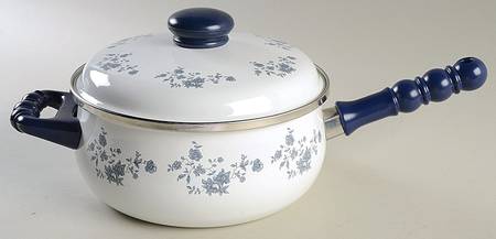 Blue Garland (Bavaria Backstamp) 2.5 Quart Metal Covered Saucepan