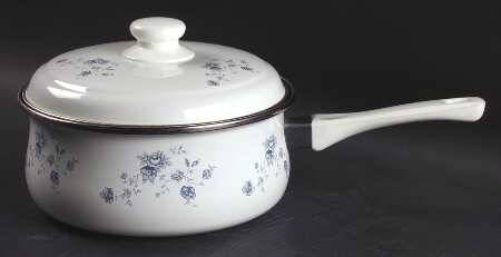Blue Garland (Bavaria Backstamp) 1 1/2 Quart Covered Metal Saucepan