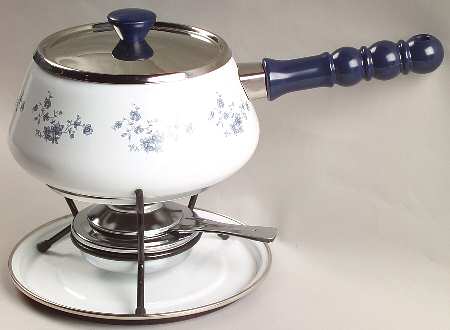 Blue Garland (Bavaria Backstamp) Metal Fondue w/Warmer Stand,Burner&Tray