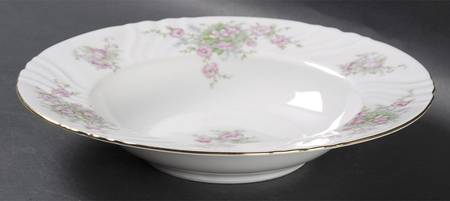 Bridal Rose (No Verge, All White) Rim Soup Bowl