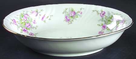 Bridal Rose (No Verge, All White) 10" Oval Vegetable Bowl