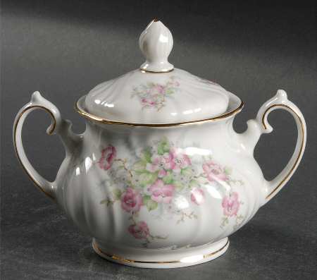 Bridal Rose (No Verge, All White) Sugar Bowl & Lid