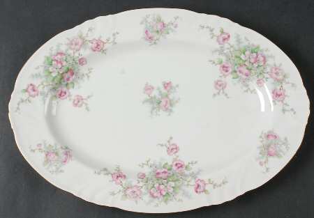 Bridal Rose (No Verge, All White) 12" Oval Serving Platter