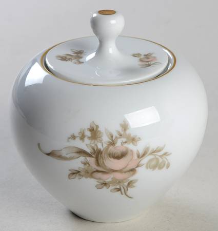 Brown Rose Sugar Bowl & Lid