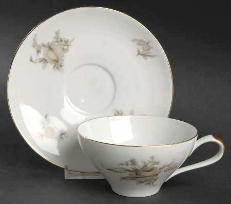 Brown Rose Flat Cup & Saucer Set