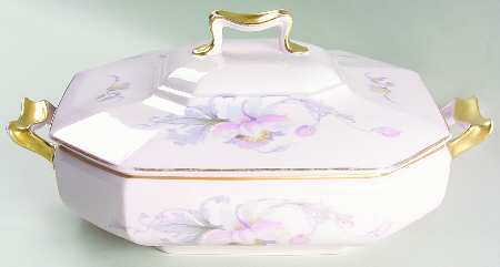 Dogwood (Gold Trim) Octagonal Covered Vegetable