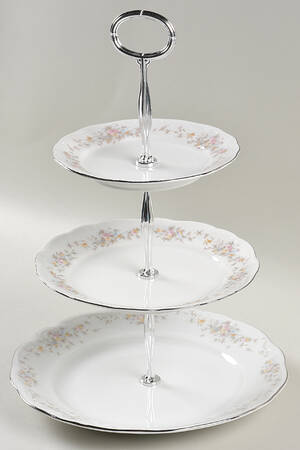 Floral Splendor 13 7/8"-14 1/4" 3-Tiered Serving Tray(DP,SP,BB) HC