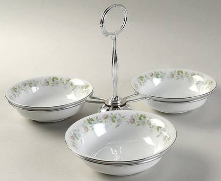 Forever Spring 7" x 12" 3-Part Relish & Metal Stand (FR) HC