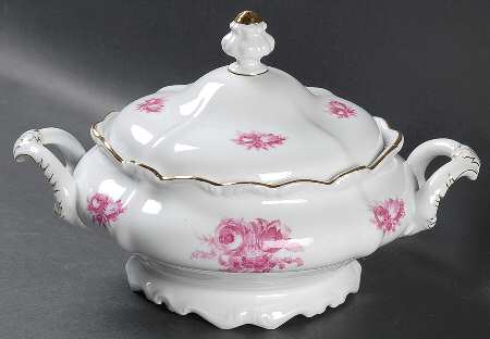 French Rose Round Covered Vegetable