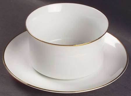 Golden Band Gravy Boat with Attached Underplate