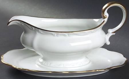 Gold Baroque Gravy Boat with Attached Underplate
