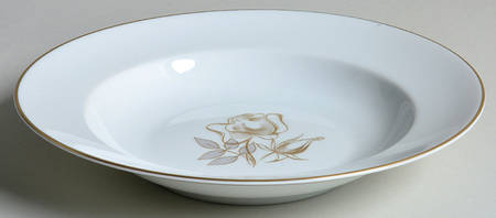 Gold Rose Rim Soup Bowl
