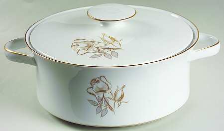Gold Rose Round Covered Vegetable
