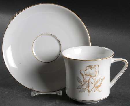 Gold Rose Flat Cup & Saucer Set