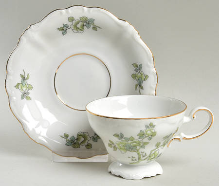 Indian Tree Gold Trim Footed Cup & Saucer Set