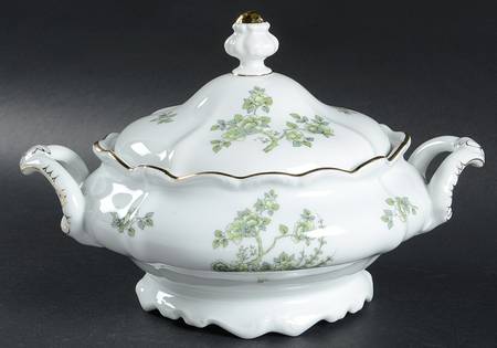 Indian Tree Gold Trim Round Covered Vegetable