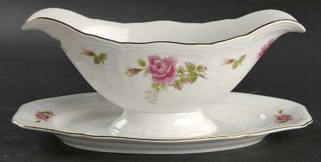 Chippendale Rose Gravy Boat with Attached Underplate