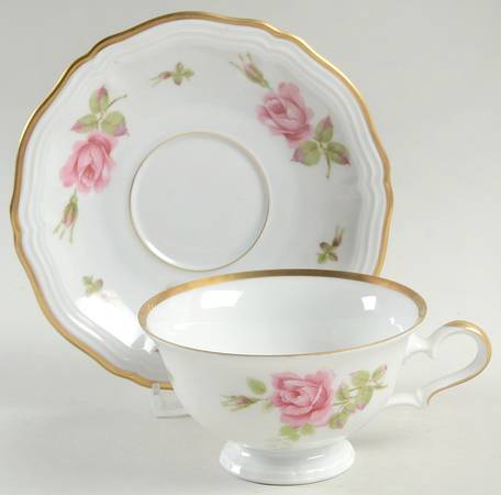 Chippendale Rose Footed Cup & Saucer Set