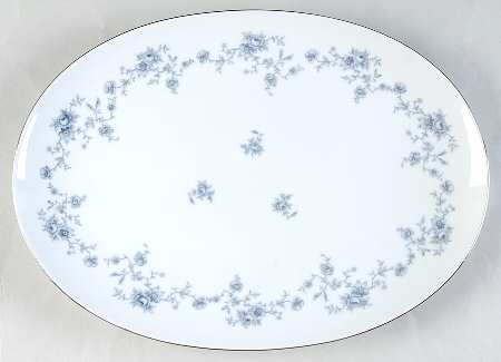 Blue Garland (Coupe, Platinum) 13" Oval Serving Platter