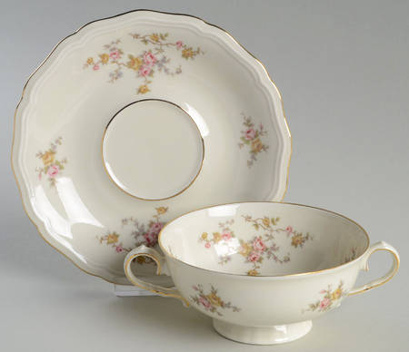 JOH32 Footed Cream Soup Bowl & Saucer Set