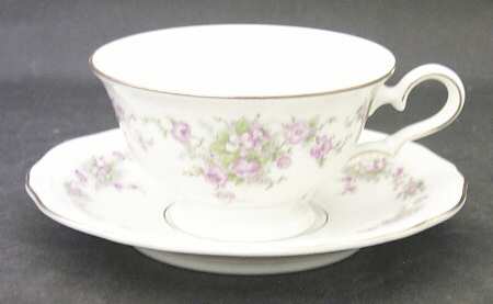 Wild Rose (1-16" Gold Trim) Footed Cup & Saucer Set