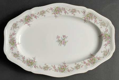 Wild Rose (1-16" Gold Trim) 14" Oval Serving Platter