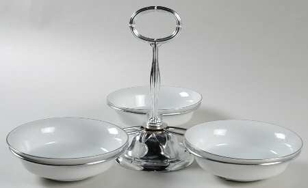Morning Mist 7" x 12" 3-Part Relish & Metal Stand (FR) HC