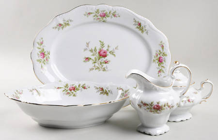 Moss Rose (Bavarian Backstamp) 5 Piece Hostess Set