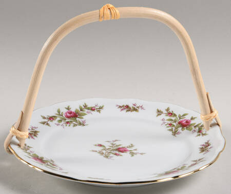 Moss Rose (Bavarian Backstamp) 5 3/8"-5 5/8" Bamboo Handled Serving Plate  HC