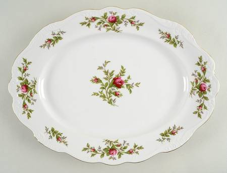 Moss Rose (Bavarian Backstamp) 15" Oval Serving Platter