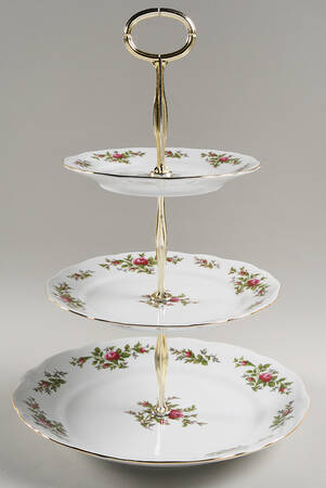 Moss Rose (Thailand Traditions) 13 7/8"-14 1/4" 3-Tiered Serving Tray(DP,SP,BB) HC