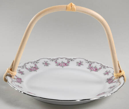 Petit Point 5 3/8"-5 5/8" Bamboo Handled Serving Plate  HC
