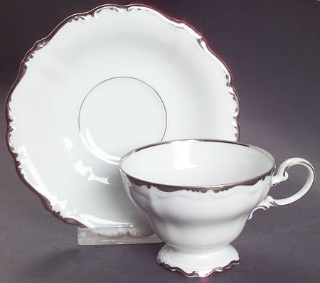 Platinum Baroque Footed Cup & Saucer Set