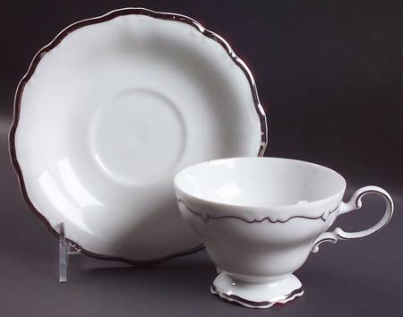 Platinum Baroque Footed Cup & Saucer Set