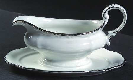 Platinum Baroque Gravy Boat with Attached Underplate