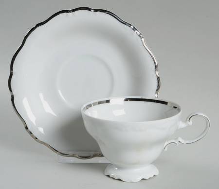 Platinum Baroque Footed Cup & Saucer Set
