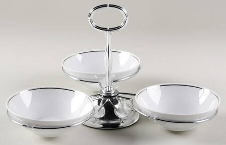 Platinum Riviera 7" x 12" 3-Part Relish & Metal Stand (FR) HC