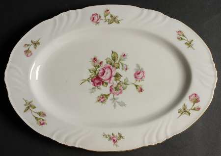 Rose of Picardy White 15" Oval Serving Platter